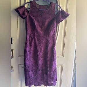 NWT Isaac Mizrahi lace midi dress size 0 plum color